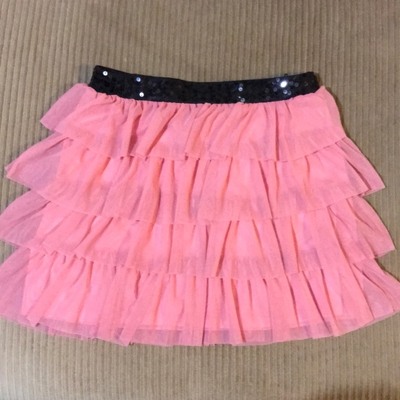 Candie's Dresses & Skirts - Layered pink tulle skirt with black sequined waist Candie's Dresses & Skirts - Layered pink tulle skirt with black sequined waist